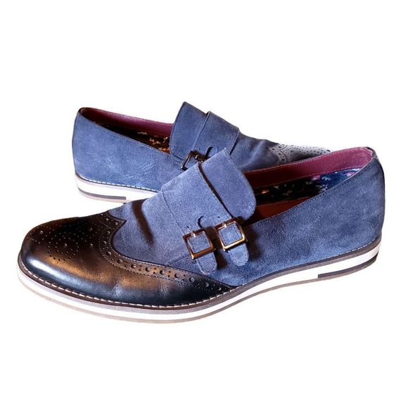 Vintage Foundry Co Other - Vintage Foundry Co Double Monk Strap Blue Mens Shoe Slip On Black Dress Shoe Siz